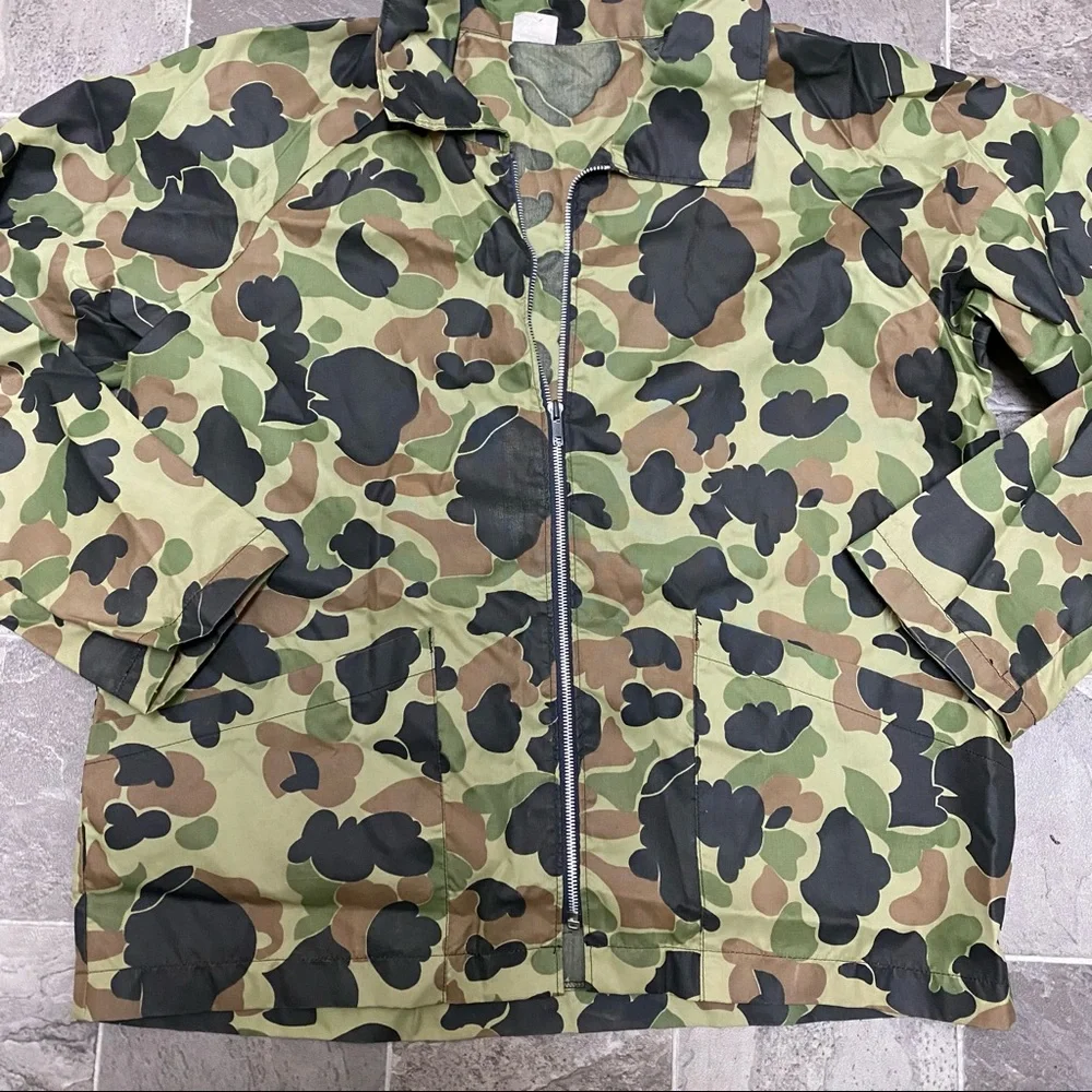 Mens vintage 80s military hunting full zip camouflage windbreaker jacket sz L - Picture 3 of 5